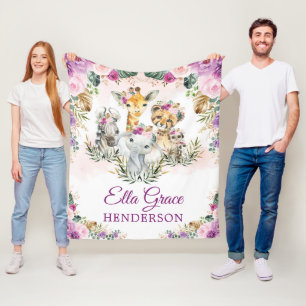 Tropisch Boho Oerwoud Safari Wilde Dieren Baby Gir Fleece Deken