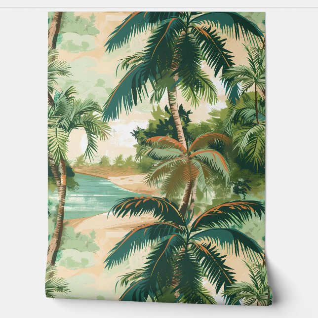 Tropisch bos bladeren palmbomen behang (Afrollen)