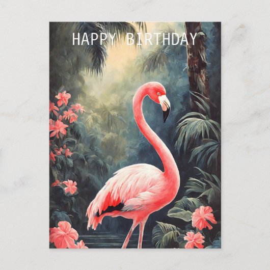 Tropisch bos Roze Flamingo  Briefkaart (Voorkant)