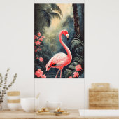 Tropisch bos Roze Flamingo  Poster (Keuken)