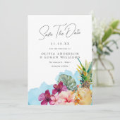 Tropisch Botanisch Eiland Bruiloft Save The Date Kaart (Staand voorkant)