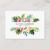 Tropisch botanisch floraalroze modern blad visitekaartje (Voorkant)