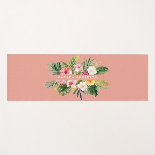 Tropisch botanisch floraalroze modern blad yogamat (Voorkant (horizontaal))