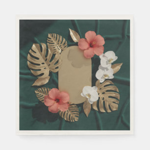 Tropisch botanisch goud Monstera Hibiscus Elegant Servet