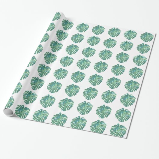 Tropisch botanisch leder cadeaupapier (Uitgerold)