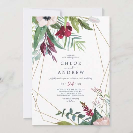 Tropisch Breeze Casual geometrische bruiloft Kaart (Voorkant)