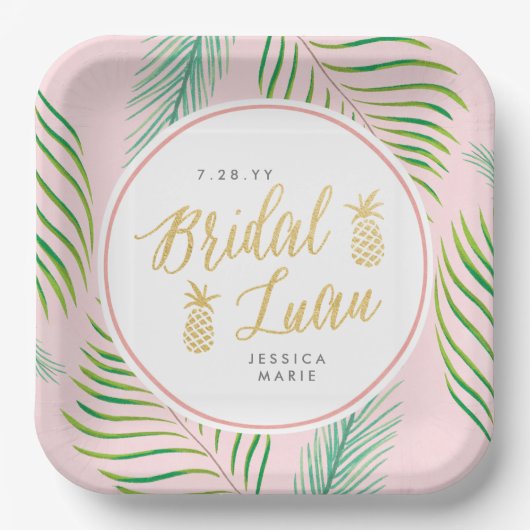 Tropisch Bridal Luau Paper Borden | VRIJGEZELLENFE Papieren Bordje (Voorkant)