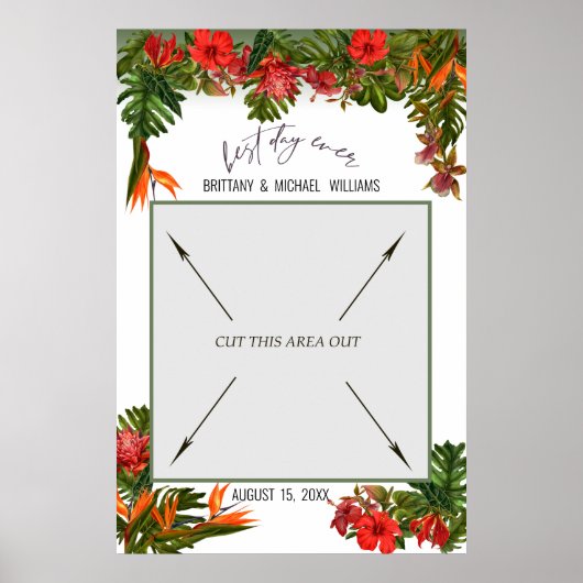 Tropisch bries bloemendag Fotohokje bruiloft Poster (Voorkant)