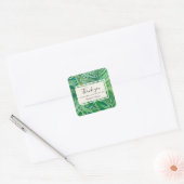 tropisch bruiloft dank je emerald groen vierkante sticker (Envelop)