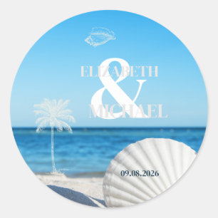 Tropisch Bruiloft Oceaan Strand Ronde Sticker