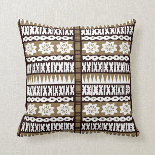 Tropisch bruine tapa doek 20 x 20 inch Pillow Kussen