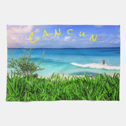 Tropisch Cancun Mexico Beach Zee Paradise Theedoek (Horizontaal)