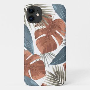 Tropisch chic brons Blauwgroen modern bloemmotief iPhone 11 Hoesje