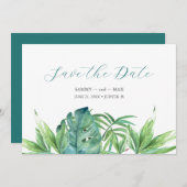 Tropisch Chic Waterverf Groene Tinten Save the Dat Save The Date (Voorkant / Achterkant)