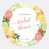 Tropisch Citrus Bruiloft Dank Je Ronde Sticker (Voorkant)