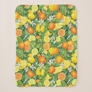Tropisch citrus waterverfpatroon sherpa deken