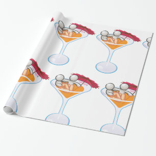 Tropisch Cocktail Martini Glas Cartoon Personage Cadeaupapier