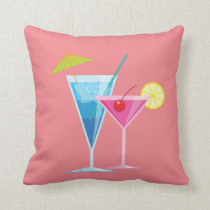 Tropisch Cocktails Summer Pillow op koraal Kussen