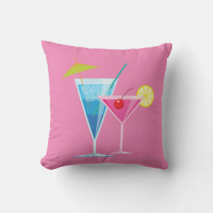 Tropisch Cocktails Summer Pillow op roze Kussen