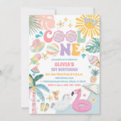 Tropisch Cool Eén Verjaardagsuitnodiging Kaart (Voorkant)