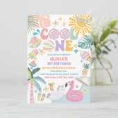 Tropisch Cool Eén Verjaardagsuitnodiging Kaart (Staand voorkant)