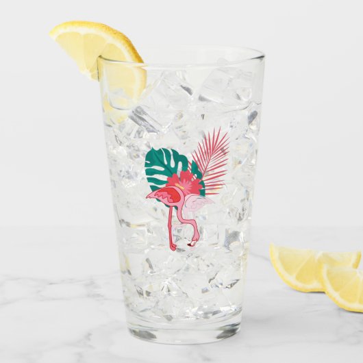 Tropisch Cute grappige flamingo waterverf patroon  Glas (Voorkant ijs)