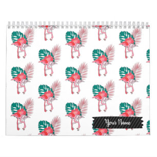 Tropisch Cute grappige flamingo waterverf patroon Kalender