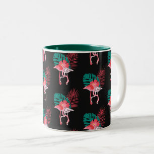 Tropisch Cute grappige flamingo waterverf patroon  Tweekleurige Koffiemok