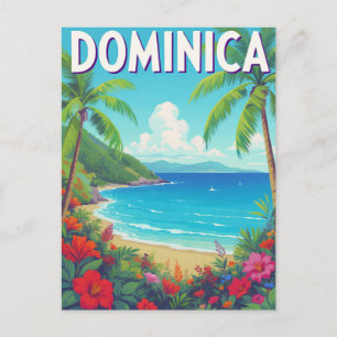 Tropisch Dominica Strand Palmboom Reizen Briefkaart