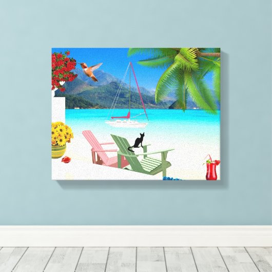 Tropisch doorgesneden doek canvas afdruk (Insitu (Houten vloer))