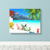 Tropisch doorgesneden doek canvas afdruk (Insitu (Houten vloer))