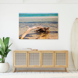 Tropisch drijfhout Bahia Honda Beach Foto Canvas Afdruk