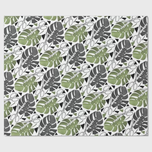 Tropisch drukmonster verlaat schaar oerwoud exo cadeaupapier (Vlak)