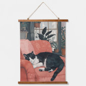Tropisch dutje: Gezellige kat in Oerwoud Home Hangend Wandkleed (Voorkant)