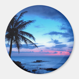 Tropisch eiland Beach Ocean Pink Blue Sunset Foto Magneet