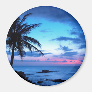 Tropisch eiland Beach Ocean Pink Blue Sunset Foto Magneet