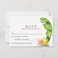 Tropisch eiland Botanical Wedding RSVP