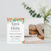 Tropisch Eiland Botanische Foto Save The Date Aankondiging (Staand voorkant)