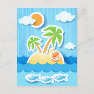 Tropisch eiland, briefkaart