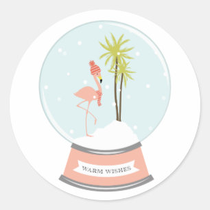 Tropisch eiland Flamingo Kerstmis - Roze Ronde Sticker