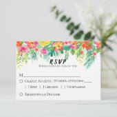 Tropisch eiland Floral Wedding RSVP (Staand voorkant)