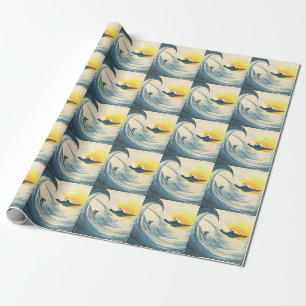 Tropisch eiland, golf, surfer zonsondergang. cadeaupapier
