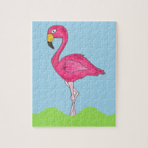 Tropisch eiland Hot Pink Flamingo Bird Animal Legpuzzel