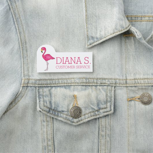 Tropisch eiland Hot Pink Flamingo Bird Beach Naamplaatje (In situ)