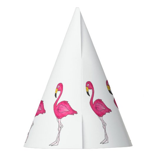 Tropisch eiland Hot Pink Flamingo Bird Print Party Feesthoedjes (Achterkant)