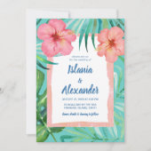 Tropisch eiland Palm Hibiscus Wedding Kaart (Voorkant)