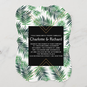 Tropisch eiland Palm Leaves Wedding Kaart