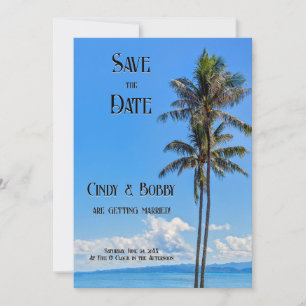 Tropisch Eiland, Palmbomen, Blauwe Zeeën, Trouw Sa Save The Date