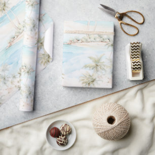 Tropisch Eiland Palmbomen Strand Cadeaupapier