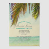 Tropisch eiland palmboom strand bruids douche vellum uitnodigingen (Voorkant)